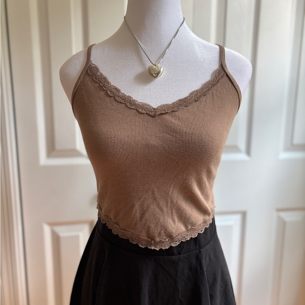Hollister Tan Lace Trim Cami Top